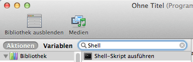 Automator – Shell-Skript ausführen